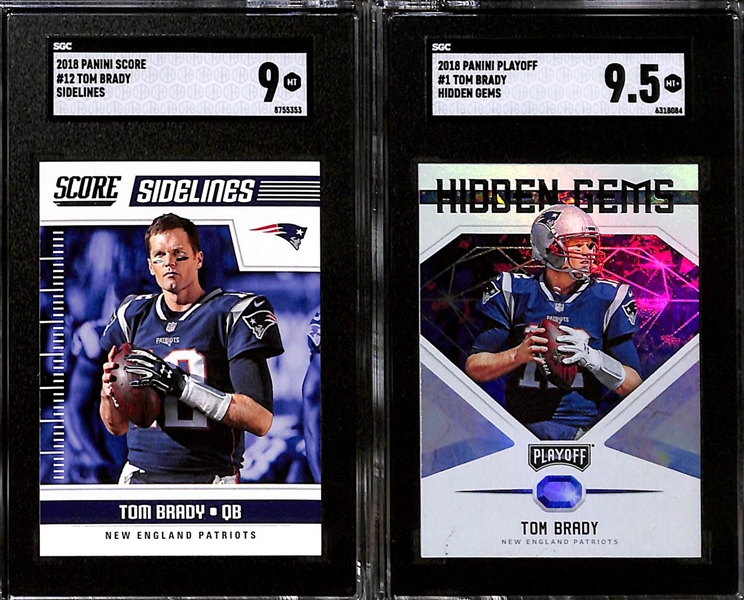 Lot of (10) Graded 2018 Tom Brady Cards w. Donruss Optic Holo Prizm SGC 10 & Panini Contenders DP PSA 10