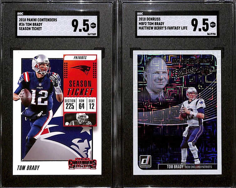 Lot of (10) Graded 2018 Tom Brady Cards w. Donruss Optic Holo Prizm SGC 10 & Panini Contenders DP PSA 10