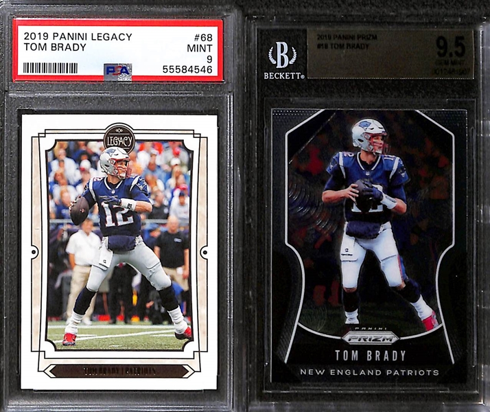 Lot of (8) Graded 2019 Tom Brady Panini Cards w. Panini Donruss Optic Tom Brady Holo PSA 10