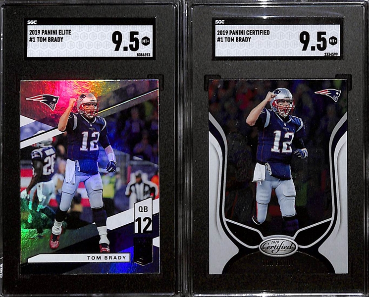 Lot of (8) Graded 2019 Tom Brady Panini Cards w. Panini Donruss Optic Tom Brady Holo PSA 10