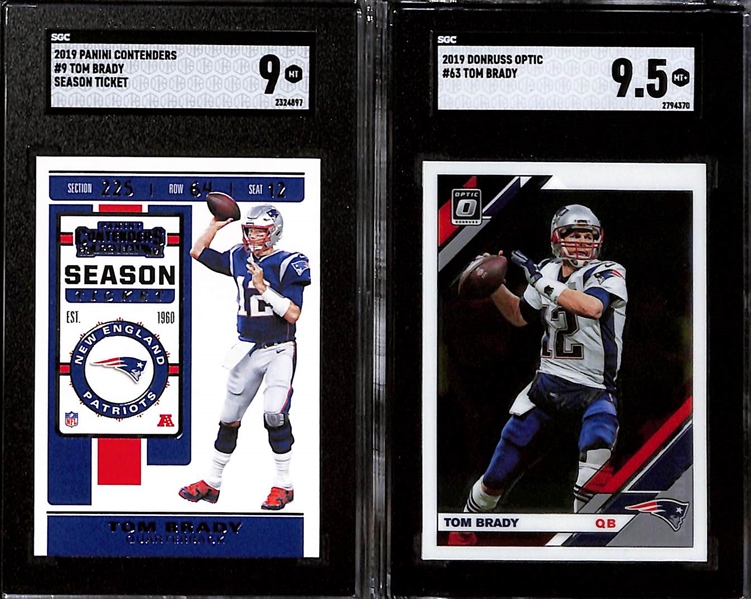 Lot of (8) Graded 2019 Tom Brady Panini Cards w. Panini Donruss Optic Tom Brady Holo PSA 10