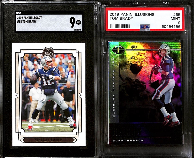 Lot of (8) Graded 2019 Tom Brady Cards w. Panini Prizm SGC 10 & Panini Illusions Orange PSA 9