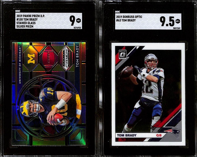 Lot of (8) Graded 2019 Tom Brady Cards w. Panini Prizm SGC 10 & Panini Illusions Orange PSA 9