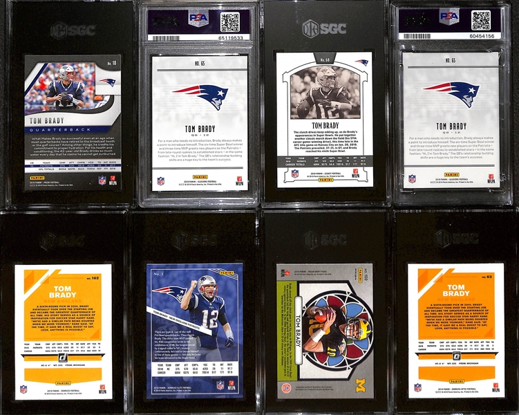 Lot of (8) Graded 2019 Tom Brady Cards w. Panini Prizm SGC 10 & Panini Illusions Orange PSA 9