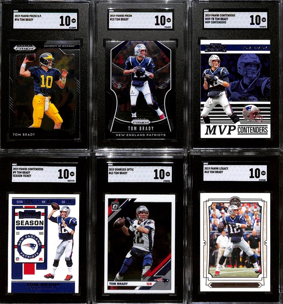 Lot of (6) SGC 10 Graded 2019 Tom Brady Cards w. Panini Prizm D.P. & Panini Prizm.