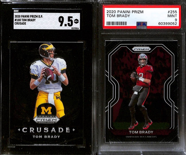 Lot of (10) Graded 2020 Tom Brady Panini Prizm Cards w. Tom Brady Red White Blue Prizm PSA 10