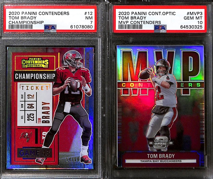 Lot of (6) Graded 2020 Tom Brady Cards w. Panini Mosaic TM2 Green Reactive (#/89) SGC 9