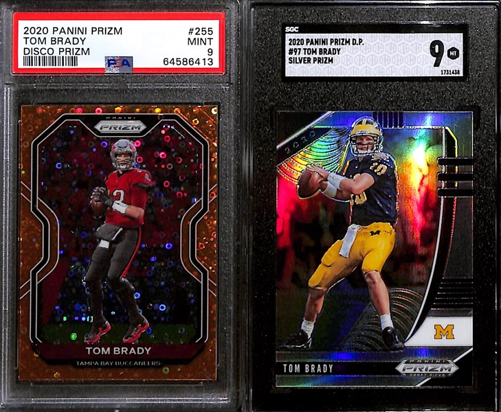 Lot of (11) Graded 2020 Panini Prizm Tom Brady Cards w. Panini Disco Prizm PSA 9 & Prizm D.P. Silver Prizm SGC 9