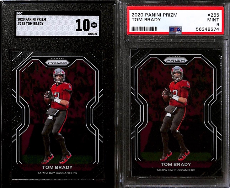 Lot of (11) Graded 2020 Panini Prizm Tom Brady Cards w. Panini Disco Prizm PSA 9 & Prizm D.P. Silver Prizm SGC 9