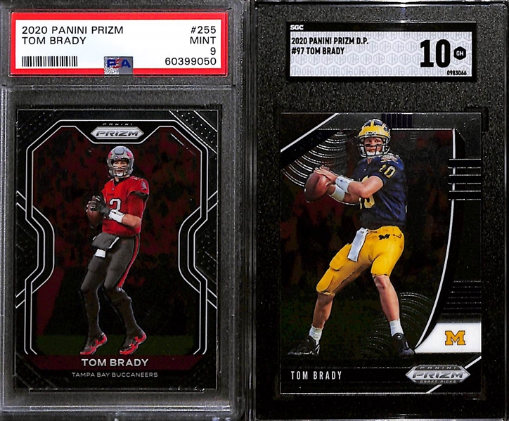 Lot of (11) Graded 2020 Panini Prizm Tom Brady Cards w. Panini Disco Prizm PSA 9 & Prizm D.P. Silver Prizm SGC 9