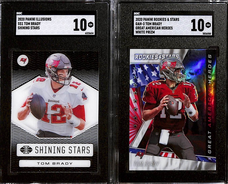 Lot of (10) SGC Graded 2020 Panini Tom Brady Cards w. Panini Illusions SS1 Tom Brady Shining Stars SGC 10