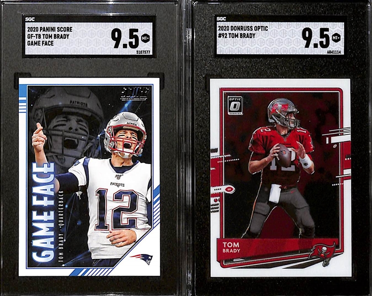 Lot of (10) Graded 2020 Tom Brady Cards w. Panini Playoff Call to Arms PSA 10 & Panini Black SGC 9.5