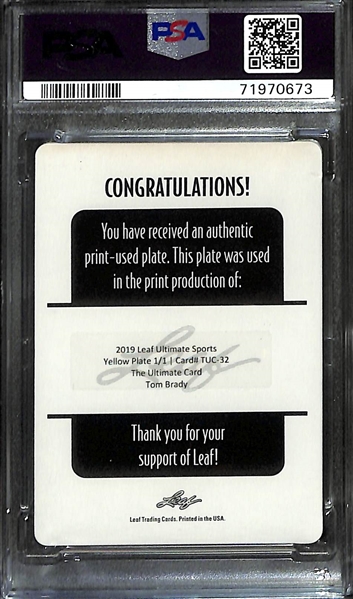 2019 Leaf Ultimate Sports Tom Brady Printing Plate #32 Graded PSA Authentic