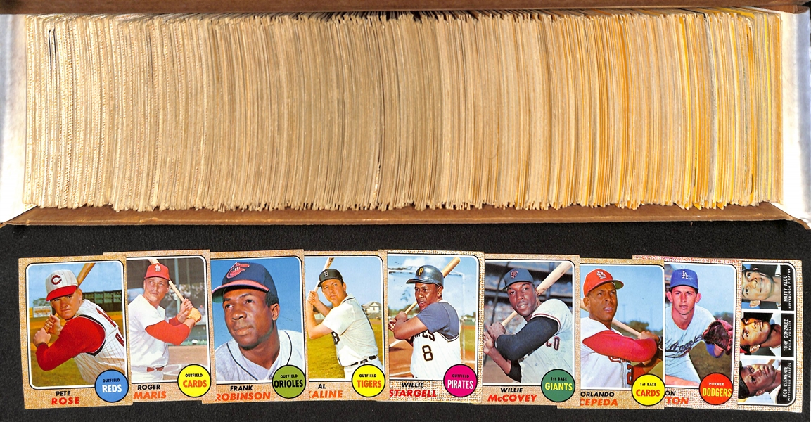 Lot of Approx (600+) 1968 Topps Baseball Cards w. Pete Rose