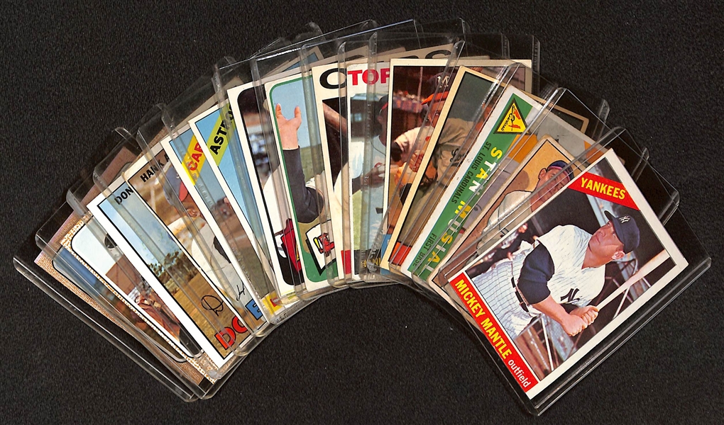 Lot of (15) 1951-1968 Bowman & Topps Baseball Cards w. 1966 Topps Mickey Mantle