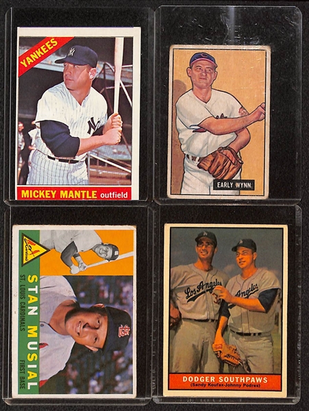 Lot of (15) 1951-1968 Bowman & Topps Baseball Cards w. 1966 Topps Mickey Mantle