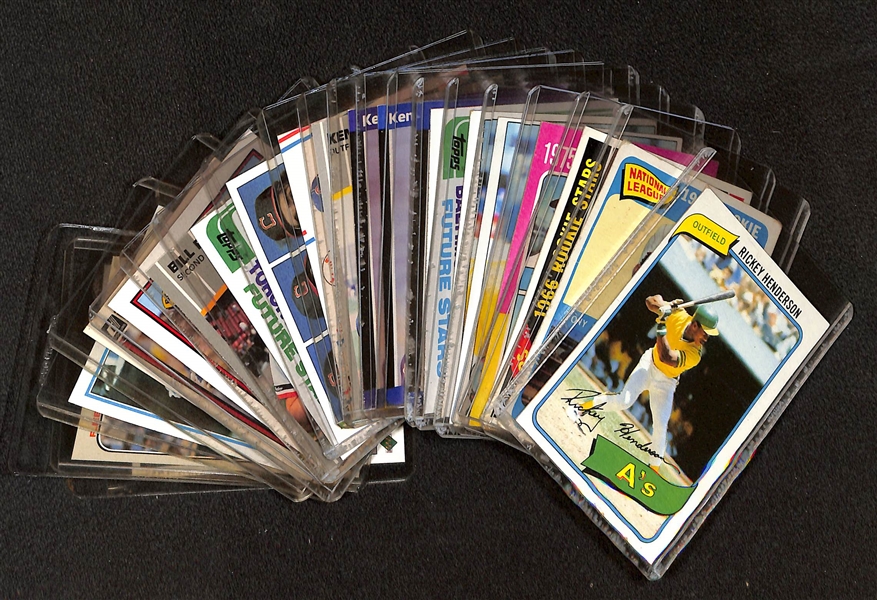 Lot of (20) 1965-1989 Topps/Fleer/Donruss Baseball Rookie Cards w. 1980 Topps Rickey Henderson