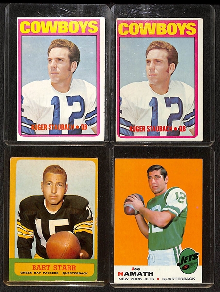 Lot of (10) 1963-1979 Topps Football Star & Rookie Cards w. (2) 1972 Roger Staubach Rookie Cards