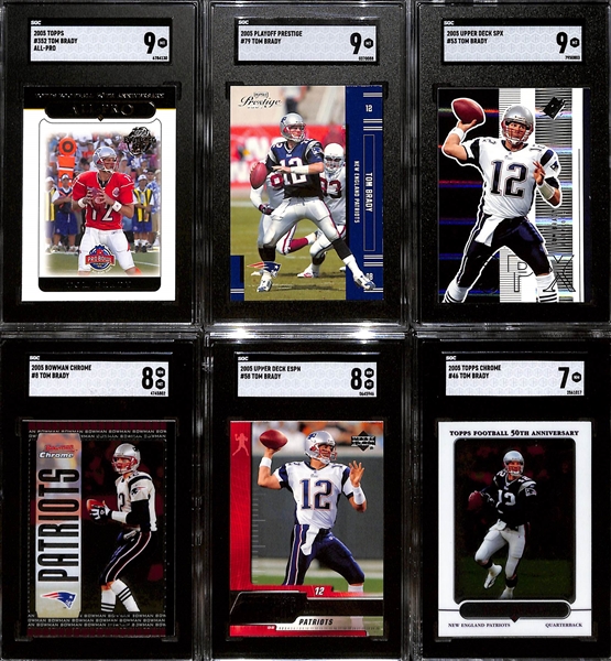 Lot of (6) Graded 2005 Tom Brady Cards w. Topps All-Pro Tom Brady SGC 9