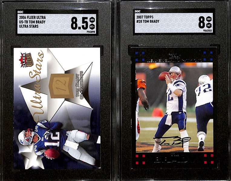 Lot of (6) SGC Graded 2006 & 2007 Tom Brady Cards w. 2006 Upper Deck SPX SGC 10