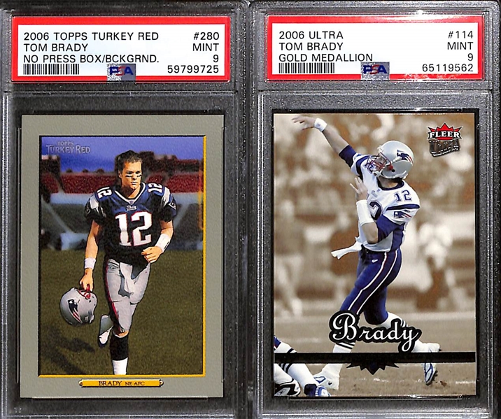 Lot of (7) PSA Graded 2006 Tom Brady Cards w. Topps Turkey Red PSA 9 & Ultra Gold Medallion PSA 9