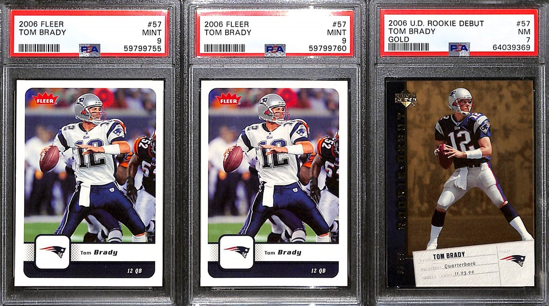 Lot of (7) PSA Graded 2006 Tom Brady Cards w. Topps Turkey Red PSA 9 & Ultra Gold Medallion PSA 9