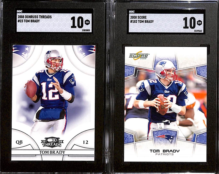 Lot of (7) SGC Graded 2008 Tom Brady Cards w. Donruss Threads SGC 10 & Score SGC 10.