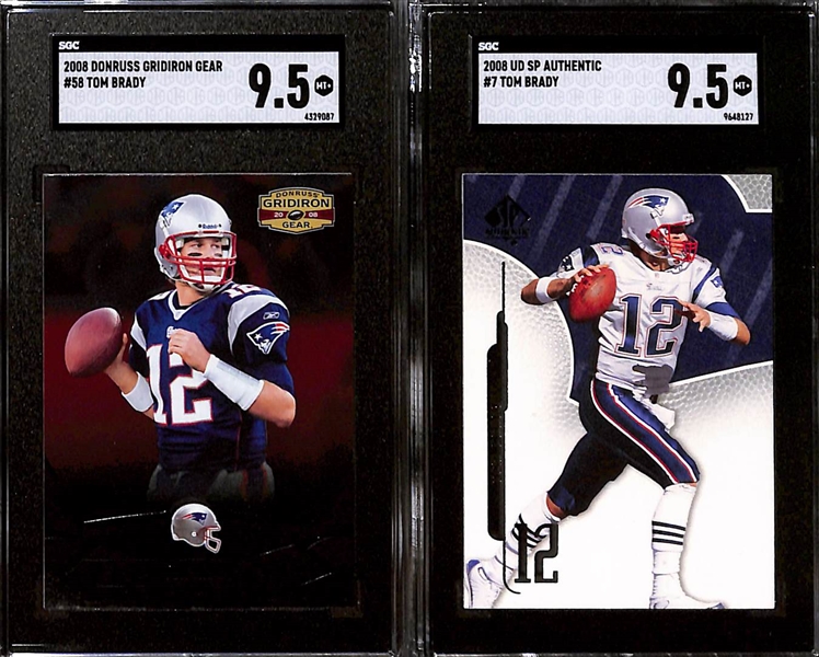 Lot of (7) SGC Graded 2008 Tom Brady Cards w. Donruss Threads SGC 10 & Score SGC 10.