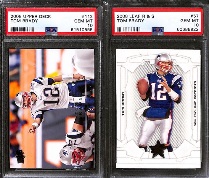 Lot of (4) PSA 10 Graded 2008 Tom Brady Cards w. Topps Chrome Tom Brady PSA 10