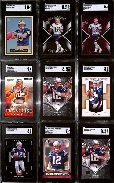 Lot of (9) Graded Tom Brady Cards w. 2009 Topps Magic SGC 10