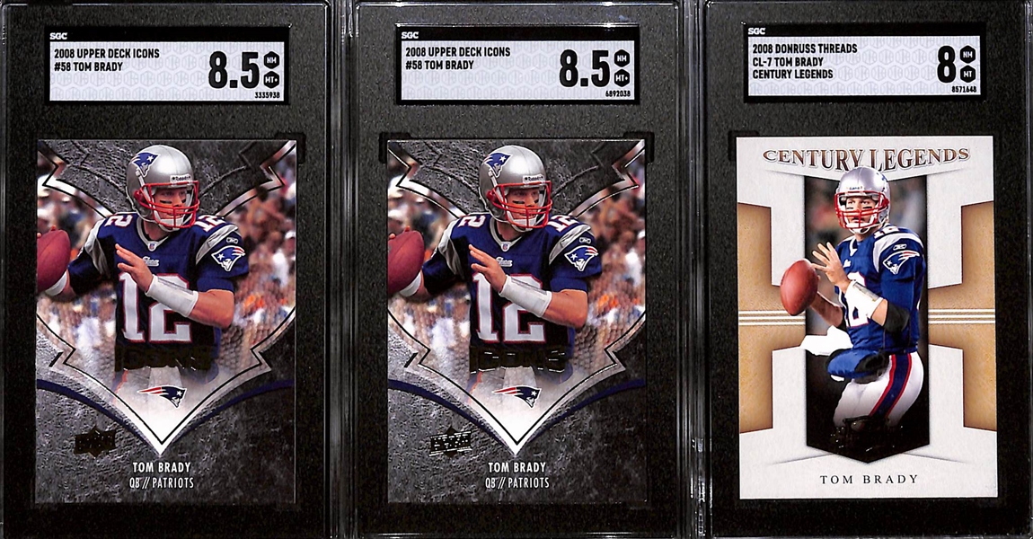 Lot of (9) Graded Tom Brady Cards w. 2009 Topps Magic SGC 10