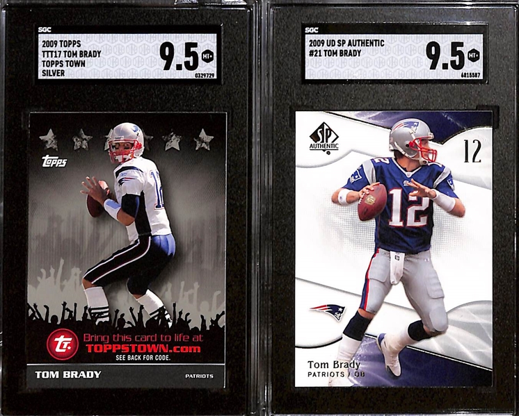 Lot of (8) SGC Graded 2009 Tom Brady Cards w. Topps TTT17 Silver SGC 9.5 & UD SP Authentic SGC 9.5