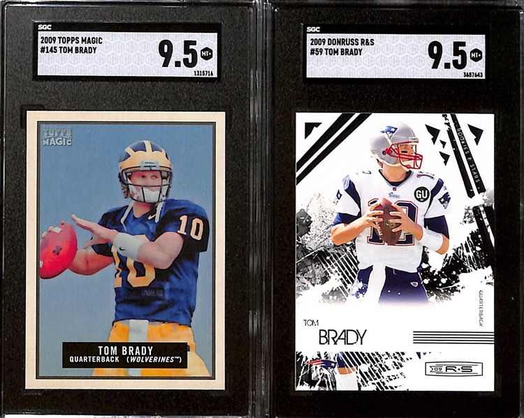 Lot of (8) SGC Graded 2009 Tom Brady Cards w. Topps TTT17 Silver SGC 9.5 & UD SP Authentic SGC 9.5