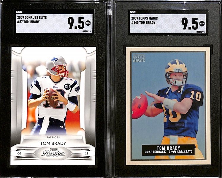 Lot of (8) SGC Graded 2009 Tom Brady Cards w. Topps TTT17 Silver SGC 9.5 & UD SP Authentic SGC 9.5