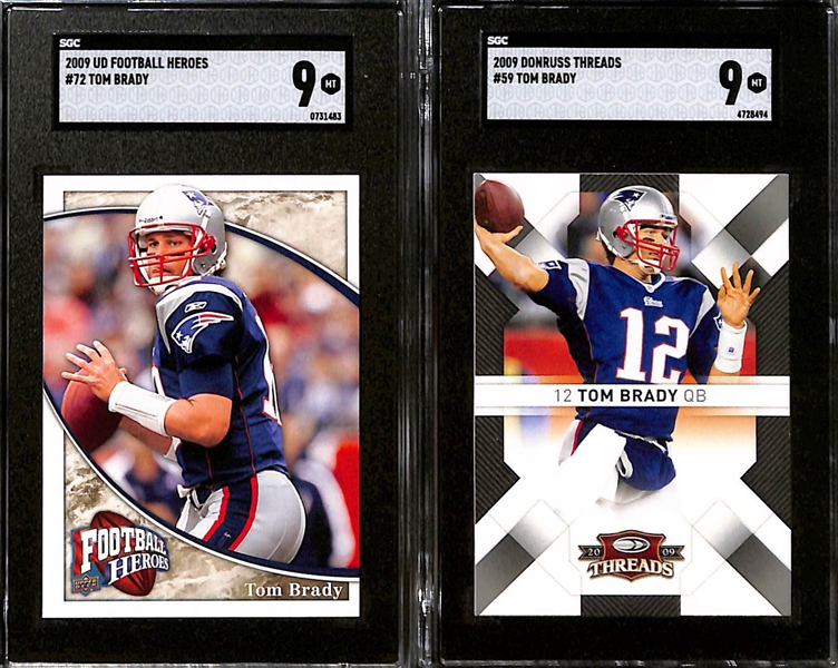 Lot of (8) SGC Graded 2009 Tom Brady Cards w. Topps TTT17 Silver SGC 9.5 & UD SP Authentic SGC 9.5