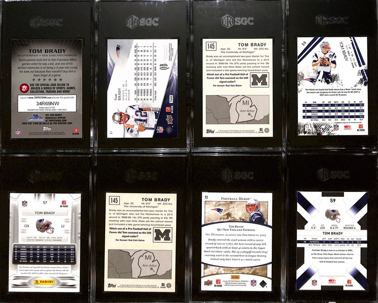 Lot of (8) SGC Graded 2009 Tom Brady Cards w. Topps TTT17 Silver SGC 9.5 & UD SP Authentic SGC 9.5