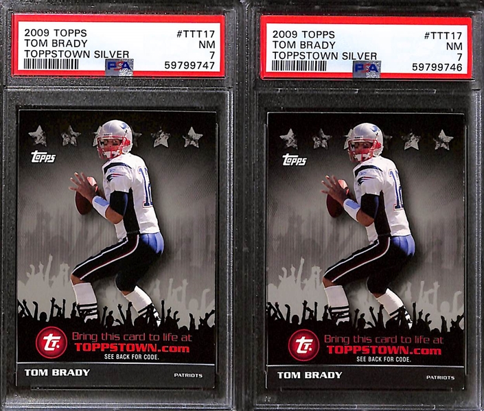 Lot of (12) PSA Graded 2008 & 2009 Tom Brady Cards w. 2009 Topps TPL Threads Emerald (#/149) PSA 8