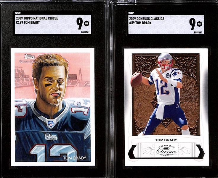 Lot of (9) SGC Graded 2009 Tom Brady Cards w. Donruss R&S SGC 10 & UD RK. Exclusives College to Pros SGC 9