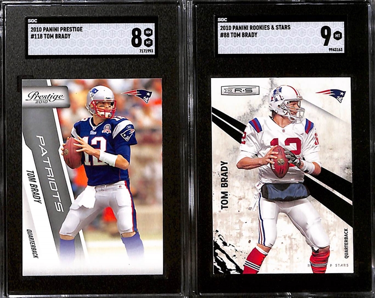 Lot of (11) Graded 2010 Tom Brady Cards w. Topps Joe Montana / Tom Brady Gridiron Lineage PSA 10