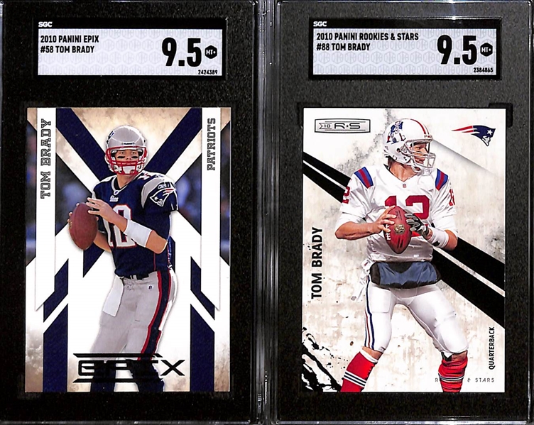 Lot of (10) Graded 2010 Tom Brady Cards w. Topps ATTAX Code Card SGC 10 & UD SP Authentic SGC 10.