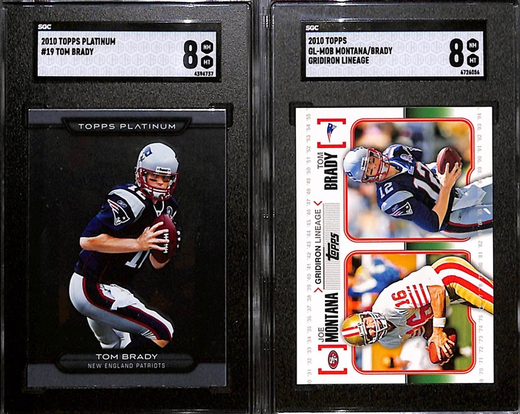 Lot of (10) Graded 2010 Tom Brady Cards w. Topps ATTAX Code Card SGC 10 & UD SP Authentic SGC 10.