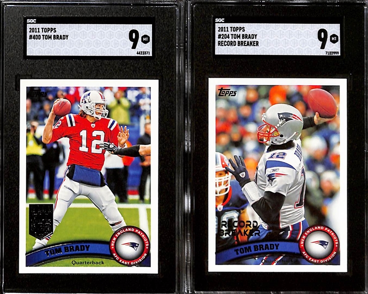 Lot of (7) Graded 2011 Tom Brady Cards w. Topps Chrome Orange Refractor PSA 9 & Topps Chrome PSA 10