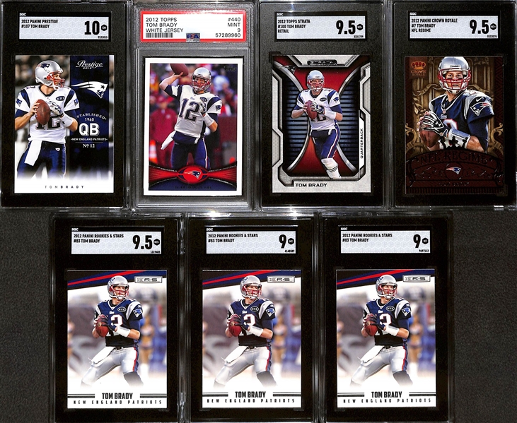 Lot of (7) 2012 Graded Tom Brady Cards w. Panini Prestige Tom Brady SGC 10