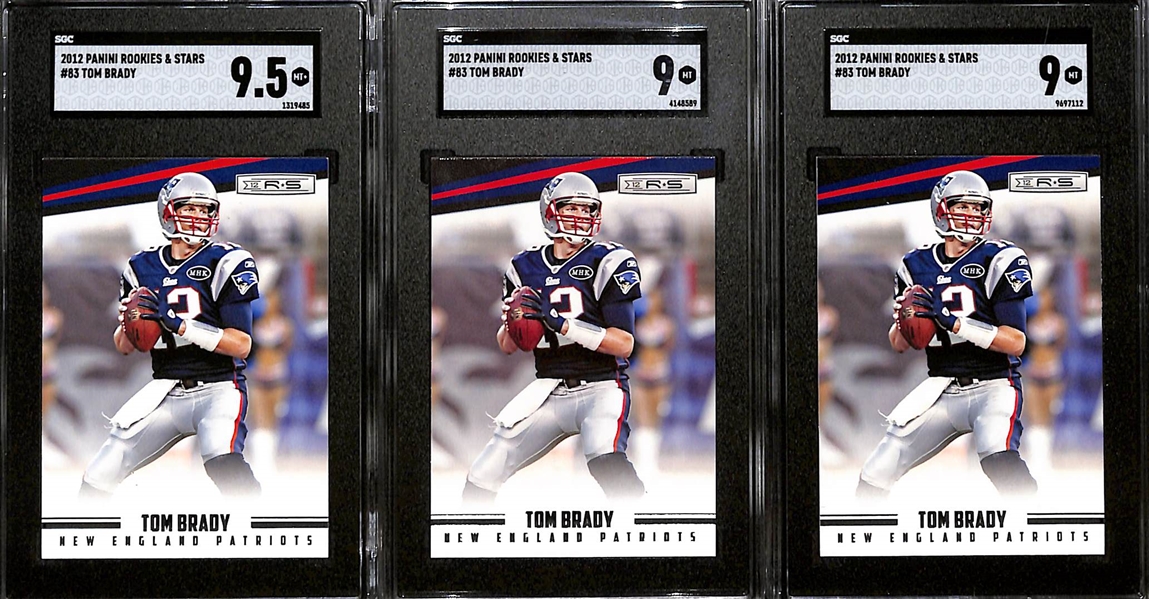 Lot of (7) 2012 Graded Tom Brady Cards w. Panini Prestige Tom Brady SGC 10