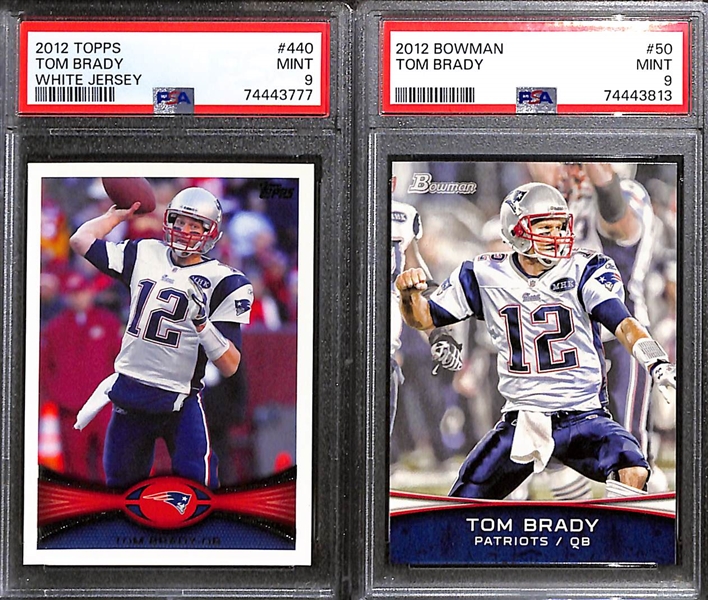 Lot of (7) Graded 2012 Tom Brady Cards w. Topps White Jersey PSA 9 & Bowman PSA 9