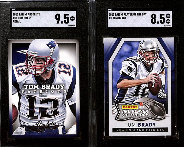 Lot of (8) Graded 2013 Tom Brady Cards w. Panini Prizm SGC 9.5 & Topps 4000 Yard Club SGC 9.5