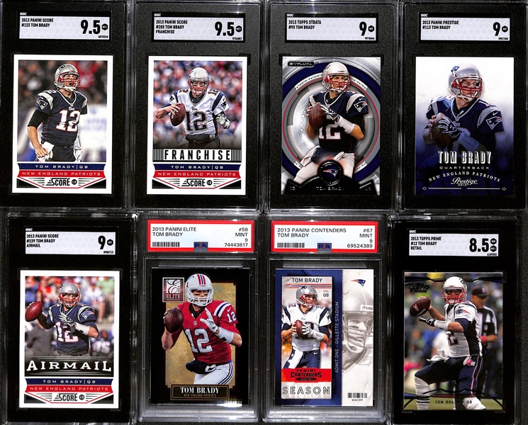 Lot of (8) Graded 2013 Tom Brady Cards w. Panini Score SGC 9.5 & Panini Score Franchise SGC 9.5