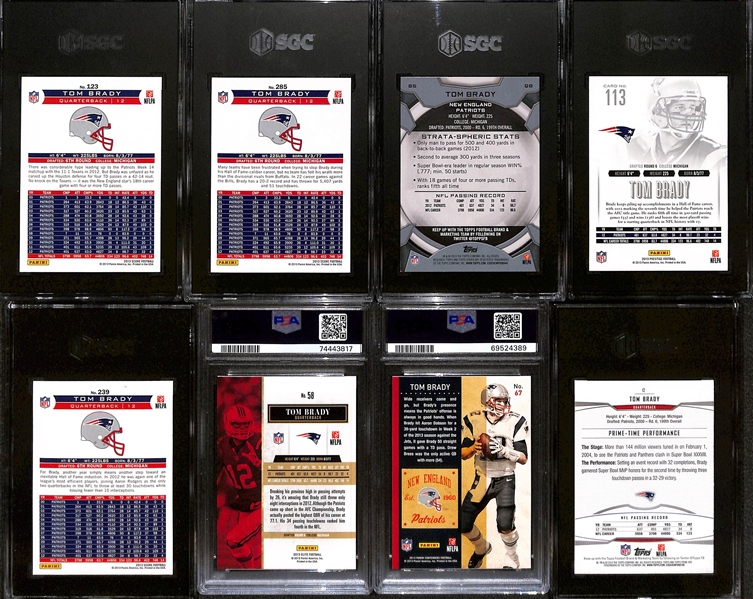 Lot of (8) Graded 2013 Tom Brady Cards w. Panini Score SGC 9.5 & Panini Score Franchise SGC 9.5