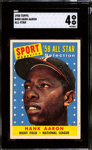 Hank Aaron Lot - 1958 Topps #488 All-Star (SGC 4) & 1959 Topps #380 (SGC 5)