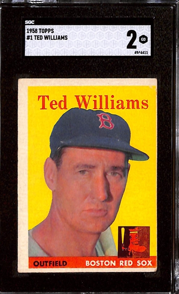 (3) Card Graded Lot - 1958 Topps Ted Williams #1 (SGC 2), 1958 Topps Harmon Killebrew (SGC 6), 1960 Fleer Lou Gehrig #28 (SGC 5)